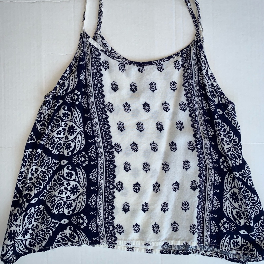 Blue and white cropped tank